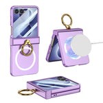 Custodia magnetica per telefono GKK con cerniera ultra sottile integrata e copertura completa, con anello., For Galaxy Z Flip8 5G
