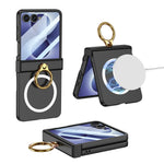 Custodia magnetica per telefono GKK con cerniera ultra sottile integrata e copertura completa, con anello., For Galaxy Z Flip8 5G
