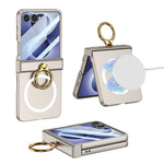 Custodia magnetica per telefono GKK con cerniera ultra sottile integrata e copertura completa, con anello., For Galaxy Z Flip8 5G