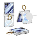 Custodia magnetica per telefono GKK con cerniera ultra sottile integrata e copertura completa, con anello., For Galaxy Z Flip8 5G