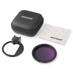 Kit di filtri per obiettivo cellulare NEEWER da 67 mm, 7-Piece Filter Kit, HD ND2-32 Filter+ Magnetic Clip, HD ND2-32 Filter+Threaded Clip, HD CPL Filter+Threaded Clip, Cold Shoe Phone Clip No Filter, ND2-32+CPL+Black Diffusion Filter