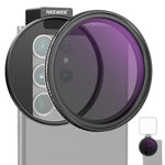 Kit di filtri per obiettivo cellulare NEEWER da 67 mm, 7-Piece Filter Kit, HD ND2-32 Filter+ Magnetic Clip, HD ND2-32 Filter+Threaded Clip, HD CPL Filter+Threaded Clip, Cold Shoe Phone Clip No Filter, ND2-32+CPL+Black Diffusion Filter