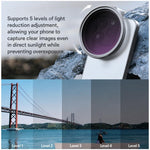 Kit di filtri per obiettivo cellulare NEEWER da 67 mm, 7-Piece Filter Kit, HD ND2-32 Filter+ Magnetic Clip, HD ND2-32 Filter+Threaded Clip, HD CPL Filter+Threaded Clip, Cold Shoe Phone Clip No Filter, ND2-32+CPL+Black Diffusion Filter