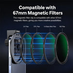 Kit di filtri per obiettivo cellulare NEEWER da 67 mm, 7-Piece Filter Kit, HD ND2-32 Filter+ Magnetic Clip, HD ND2-32 Filter+Threaded Clip, HD CPL Filter+Threaded Clip, Cold Shoe Phone Clip No Filter, ND2-32+CPL+Black Diffusion Filter