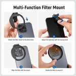 Kit di filtri per obiettivo cellulare NEEWER da 67 mm, 7-Piece Filter Kit, HD ND2-32 Filter+ Magnetic Clip, HD ND2-32 Filter+Threaded Clip, HD CPL Filter+Threaded Clip, Cold Shoe Phone Clip No Filter, ND2-32+CPL+Black Diffusion Filter
