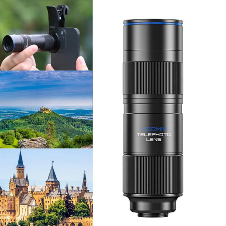 Teleobiettivo NEEWER LS-78 da 400 mm per smartphone con clip di fissaggio filettata da 17 mm.