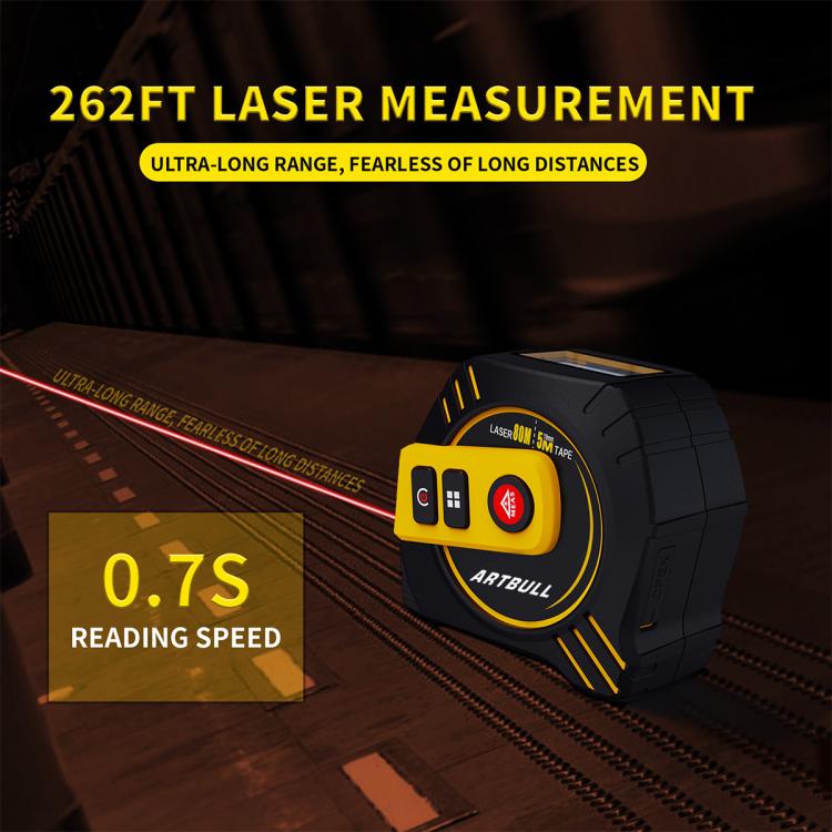 ARTBULL Telemetro laser a infrarossi ricaricabile 2 in 1, metro a nastro