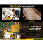 ARTBULL Telemetro laser a infrarossi ricaricabile 2 in 1, metro a nastro