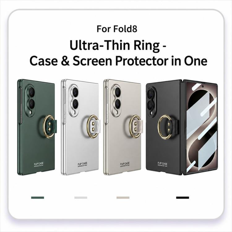 Custodia per telefono GKK integrata ultra sottile in PC con copertura completa e anello di supporto, For Galaxy Z Fold8 5G