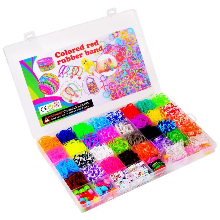 2500 pezzi/scatola, 40 griglie di elastici arcobaleno, kit fai da te per la creazione di braccialetti., 2500 PCS/Box 40-grid