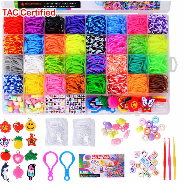 2500 pezzi/scatola, 40 griglie di elastici arcobaleno, kit fai da te per la creazione di braccialetti., 2500 PCS/Box 40-grid