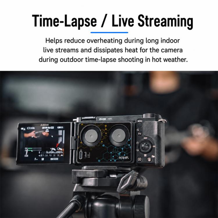 Ventola di raffreddamento per fotocamera compatibile con Sony A7M4 / ZVE1 / A6700 / A7C2, ZV-E10 / ZV1 / A7C / FX3, Canon 70D / R6 / R6 Mark II / R7, Fuji X-T4 / X-S10