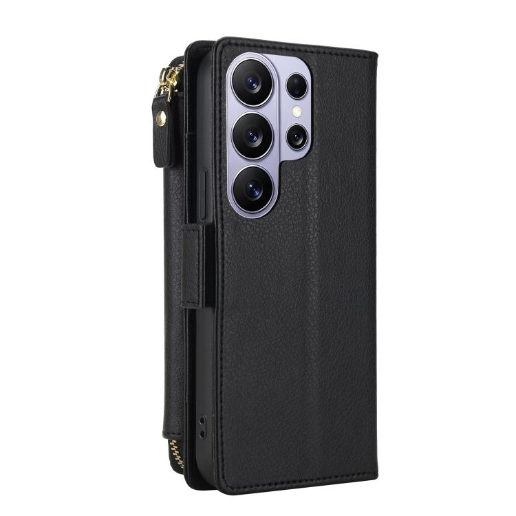 Portafoglio romboidale con cerniera e texture litchi, custodia per telefono in pelle vegana con cinturino, For Galaxy S26 Ultra 5G