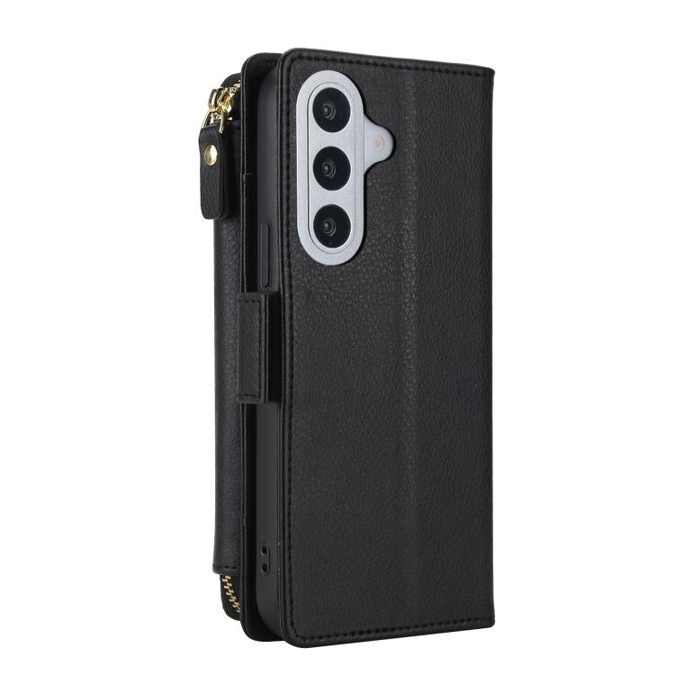 Portafoglio romboidale con cerniera e texture litchi, custodia per telefono in pelle vegana con cinturino, For Galaxy A57 5G