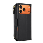 Portafoglio romboidale con cerniera e texture litchi, custodia per telefono in pelle vegana con cinturino, For iPhone 17 Pro Max, For iPhone 17 Pro