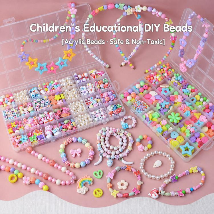 Kit per braccialetti fai da te con 24 griglie e perline, giocattolo educativo con kit di attrezzi, 24-grid (Colorful), 24-grid (Crystal Mix-and-Match), 24-grid (The Warmth of Spring), 24-grid (Cute Girl), 24-grid (Flowers Bloom)                        ...