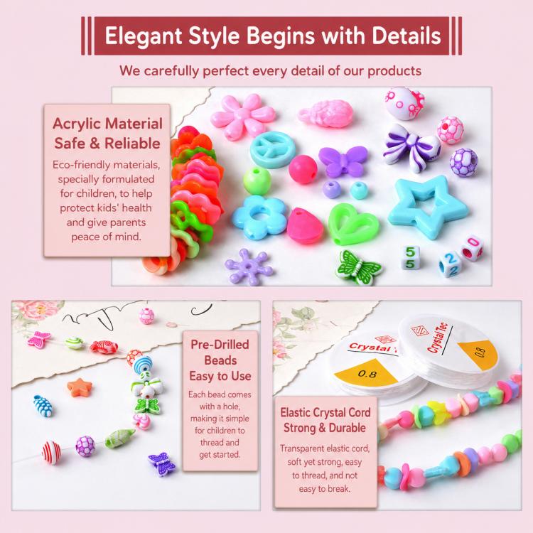Kit per braccialetti fai da te con 24 griglie e perline, giocattolo educativo con kit di attrezzi, 24-grid (Colorful), 24-grid (Crystal Mix-and-Match), 24-grid (The Warmth of Spring), 24-grid (Cute Girl), 24-grid (Flowers Bloom)                        ...
