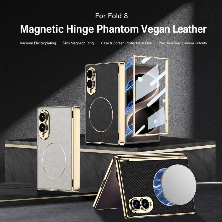 Custodia per telefono GKK con cerniera magnetica integrata, pieghevole, in ecopelle Phantom e anello magnetico., For Galaxy Z Fold8 5G