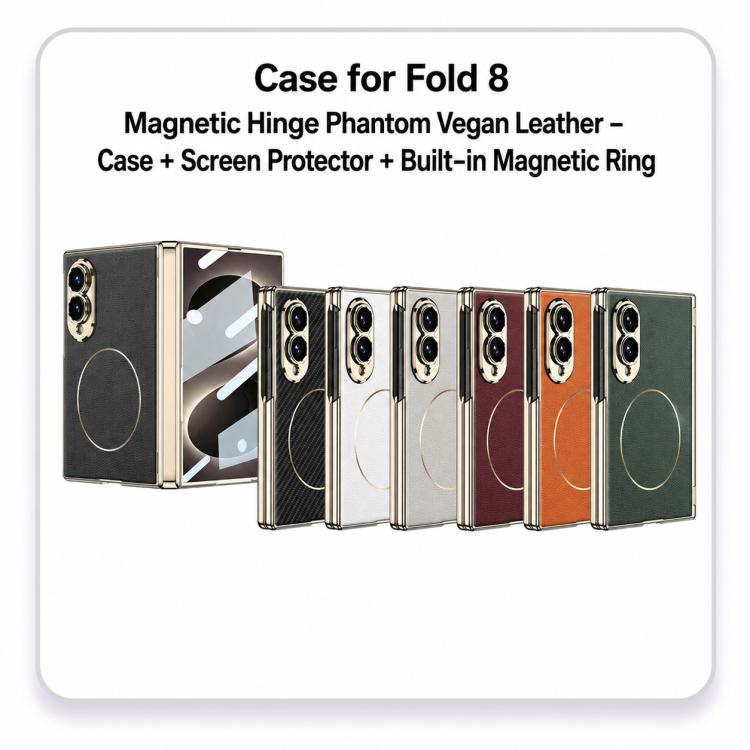 Custodia per telefono GKK con cerniera magnetica integrata, pieghevole, in ecopelle Phantom e anello magnetico., For Galaxy Z Fold8 5G