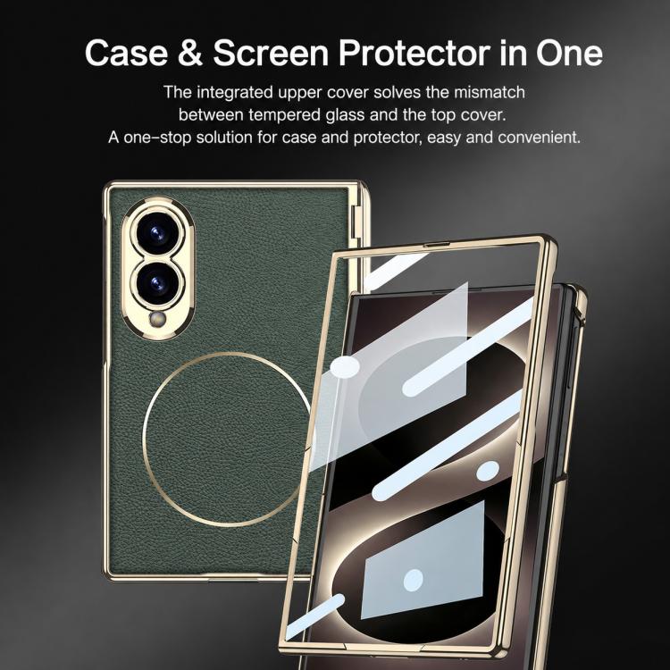 Custodia per telefono GKK con cerniera magnetica integrata, pieghevole, in ecopelle Phantom e anello magnetico., For Galaxy Z Fold8 5G