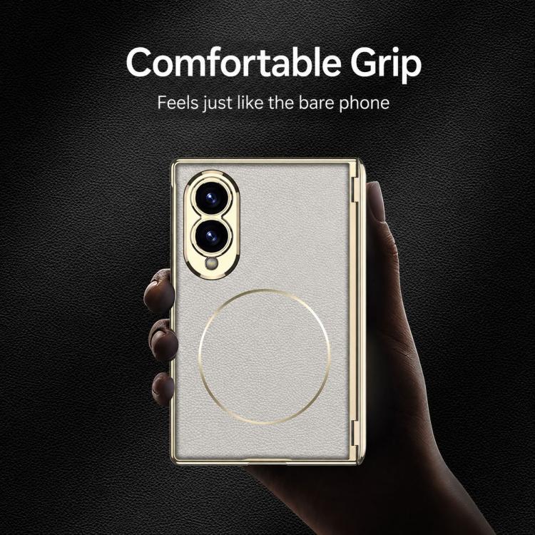 Custodia per telefono GKK con cerniera magnetica integrata, pieghevole, in ecopelle Phantom e anello magnetico., For Galaxy Z Fold8 5G
