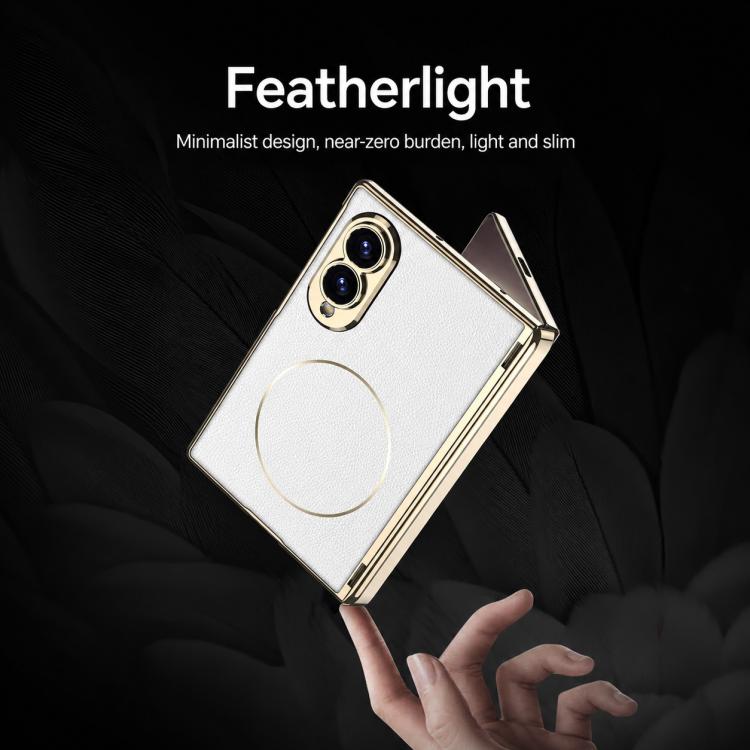 Custodia per telefono GKK con cerniera magnetica integrata, pieghevole, in ecopelle Phantom e anello magnetico., For Galaxy Z Fold8 5G