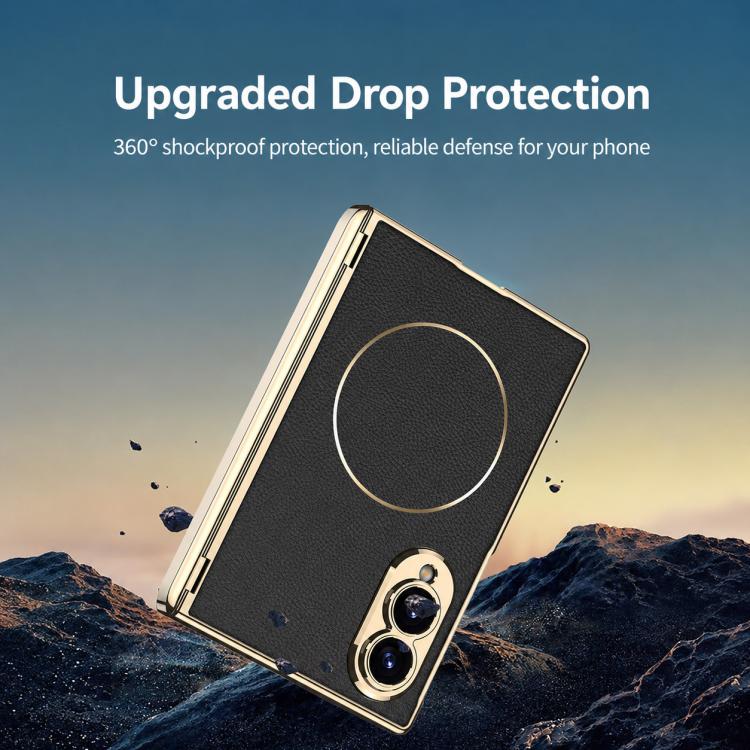 Custodia per telefono GKK con cerniera magnetica integrata, pieghevole, in ecopelle Phantom e anello magnetico., For Galaxy Z Fold8 5G
