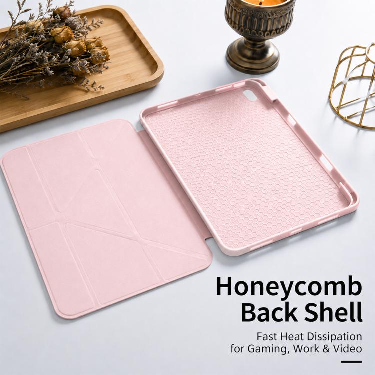 Custodia in silicone pieghevole a Y XDcase per tablet, con supporto in pelle e scomparto per penna., For iPad mini 2024 / 2021