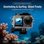 Custodia impermeabile per fotocamere subacquee fino a 60 m con barra di galleggiamento, For DJI Osmo Action 6, For DJI Osmo Action 5 Pro / 4 / 3