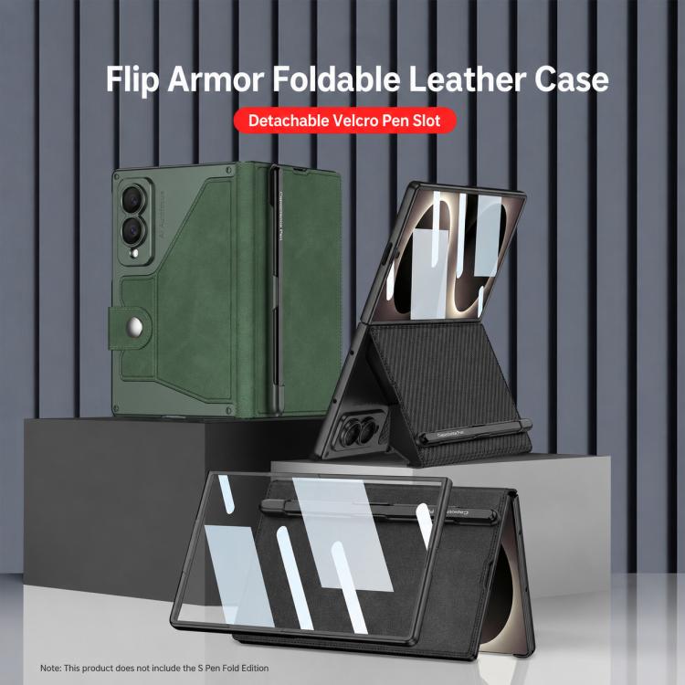 Custodia in pelle GKK Integrated Armor con scomparto per penna (stilo non incluso)., For Galaxy Z Fold8 5G