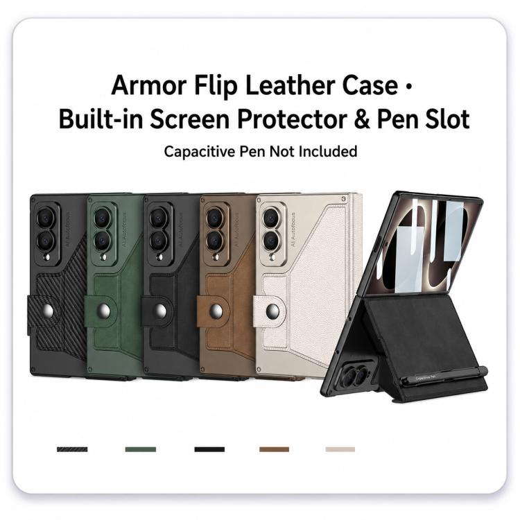 Custodia in pelle GKK Integrated Armor con scomparto per penna (stilo non incluso)., For Galaxy Z Fold8 5G