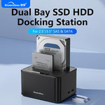 Docking station Blueendless HD07S con doppio alloggiamento per hard disk SAS/SATA da 2,5/3,5 pollici., EU Plug, UK Plug, US Plug