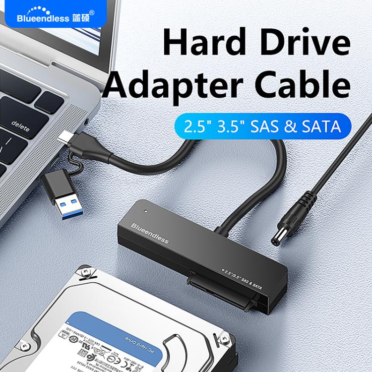 Cavo adattatore Blueendless U35S da USB/Type-C a disco rigido SAS/SATA da 2,5/3,5 pollici, EU Plug, UK Plug, US Plug, AU Plug