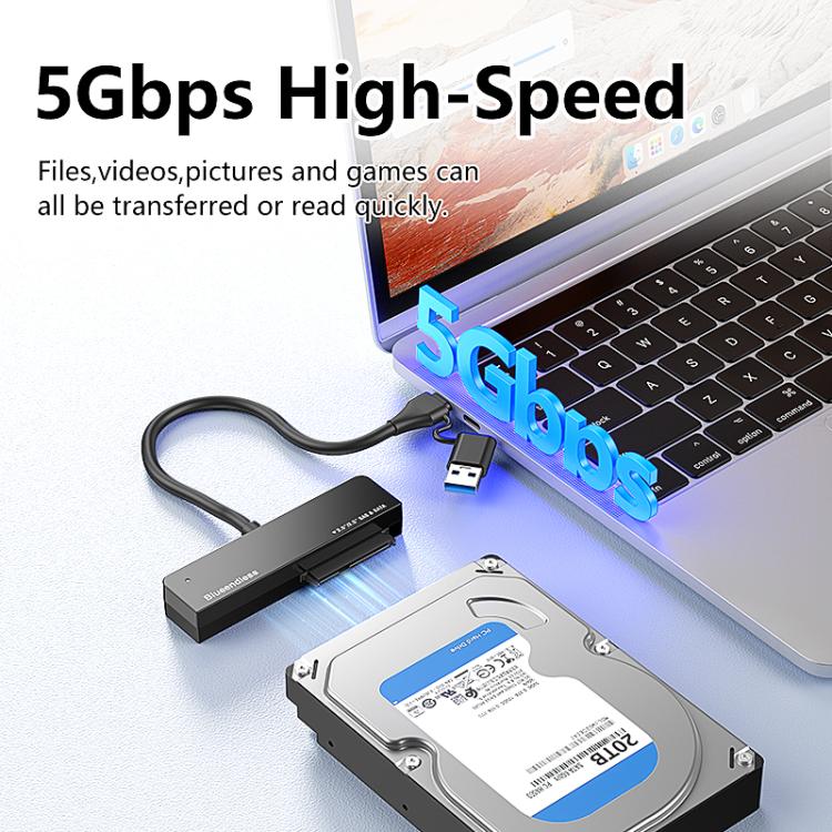 Cavo adattatore Blueendless U35S da USB/Type-C a disco rigido SAS/SATA da 2,5/3,5 pollici, EU Plug, UK Plug, US Plug, AU Plug