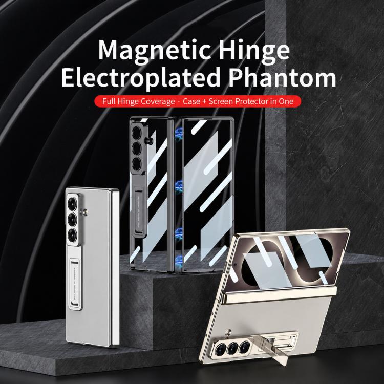 Custodia per telefono pieghevole GKK con cerniera Phantom magnetica integrata e supporto, For Galaxy Z Fold8 Ultra 5G