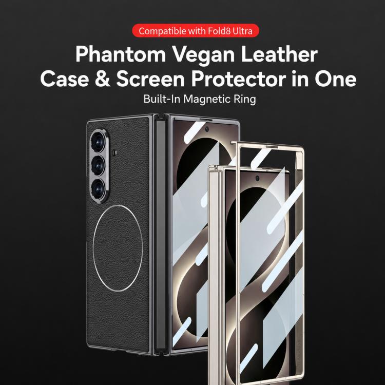 Custodia per telefono GKK con anello magnetico in nichel e pelle galvanizzata integrata., For Galaxy Z Fold8 Ultra 5G