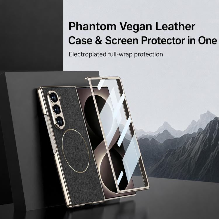 Custodia per telefono GKK con anello magnetico in nichel e pelle galvanizzata integrata., For Galaxy Z Fold8 Ultra 5G