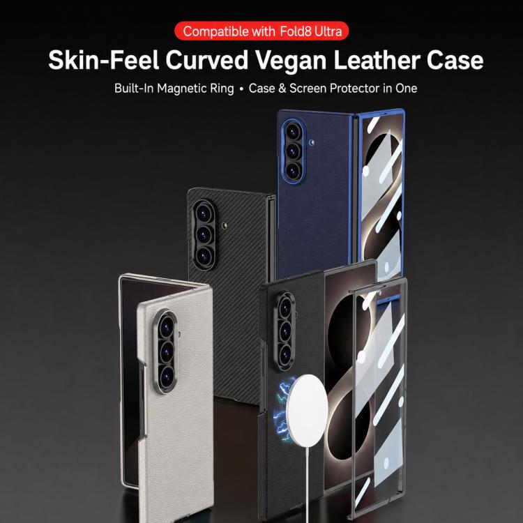 Custodia per telefono GKK Integrated Skin Fee in pelle vegana curva con magnete integrato., For Galaxy Z Fold8 Ultra 5G