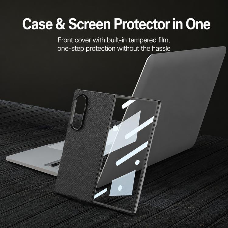 Custodia magnetica GKK in nylon con finitura in similpelle curva e texture "skin feel" integrata., For Galaxy Z Fold8 Ultra 5G