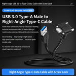 Cavo dati da USB 3.0 maschio a USB-C / Type-C 3.1 con blocco a vite, 0.3m, 0.5m, 1m, 2m