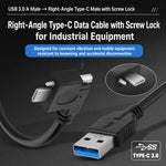 Cavo dati da USB 3.0 maschio a USB-C / Type-C 3.1 con blocco a vite, 0.3m, 0.5m, 1m, 2m