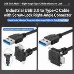 Cavo dati da USB 3.0 maschio a USB-C / Type-C 3.1 con blocco a vite, 0.3m, 0.5m, 1m, 2m