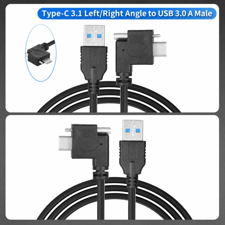 Cavo dati da USB 3.0 maschio a USB-C / Type-C 3.1 con blocco a vite, 0.3m, 0.5m, 1m, 2m