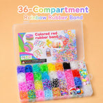 Kit fai da te per la creazione di braccialetti con elastici arcobaleno a 36 griglie, 1600 pezzi/scatola, 1600 PCS/Box 36-grid