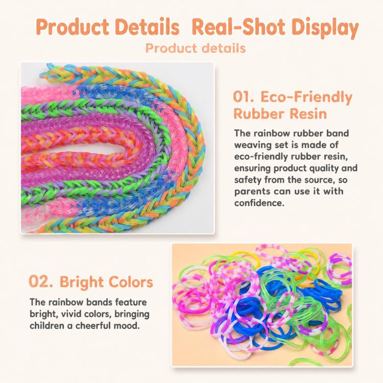 Kit fai da te per la creazione di braccialetti con elastici arcobaleno a 36 griglie, 1600 pezzi/scatola, 1600 PCS/Box 36-grid