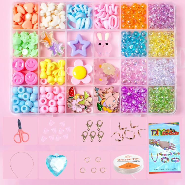 Kit per braccialetti fai da te per bambini con 24 griglie di perline, 24-grid (Energetic Girl), 24-grid (Crystal Rabbit), 24-grid (Dazzling Beads), 24-grid (Candy Bunny)