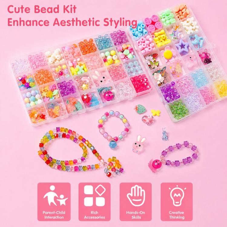 Kit per braccialetti fai da te per bambini con 24 griglie di perline, 24-grid (Energetic Girl), 24-grid (Crystal Rabbit), 24-grid (Dazzling Beads), 24-grid (Candy Bunny)