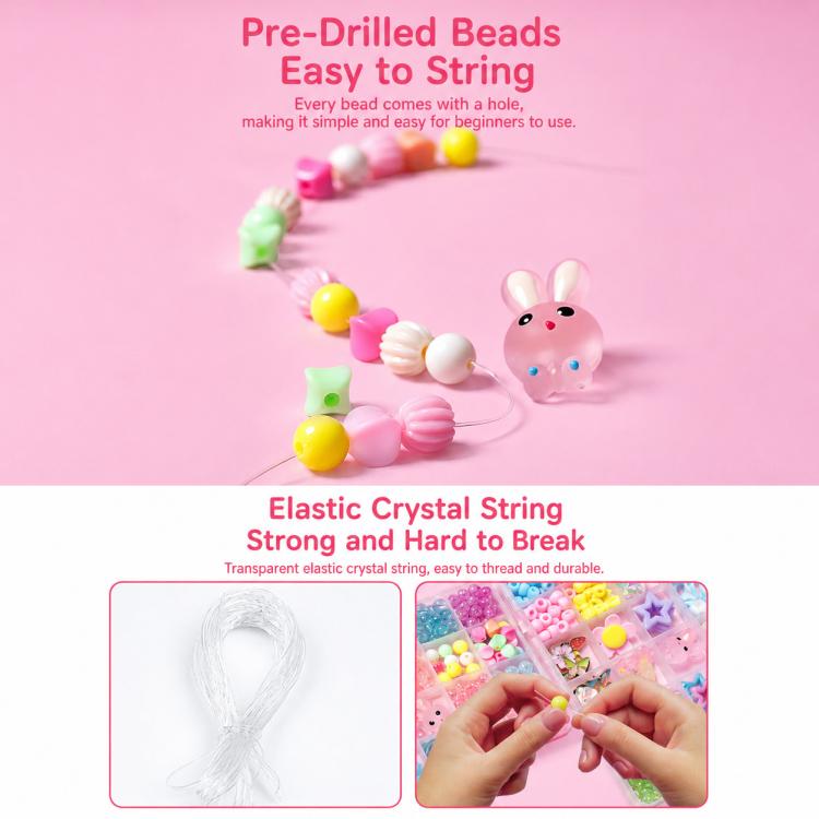 Kit per braccialetti fai da te per bambini con 24 griglie di perline, 24-grid (Energetic Girl), 24-grid (Crystal Rabbit), 24-grid (Dazzling Beads), 24-grid (Candy Bunny)