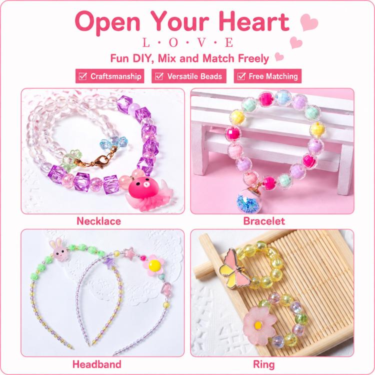 Kit per braccialetti fai da te per bambini con 24 griglie di perline, 24-grid (Energetic Girl), 24-grid (Crystal Rabbit), 24-grid (Dazzling Beads), 24-grid (Candy Bunny)