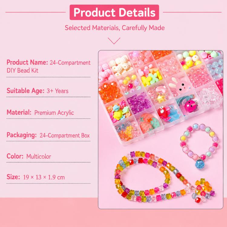 Kit per braccialetti fai da te per bambini con 24 griglie di perline, 24-grid (Energetic Girl), 24-grid (Crystal Rabbit), 24-grid (Dazzling Beads), 24-grid (Candy Bunny)